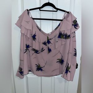 Long sleeve cold shoulder ruffle top